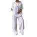 Summer Women's 2 Piece Set Cotton Linen Shirt And Loose Pants High Waist Plus Size New Arrival_ecoleips.com