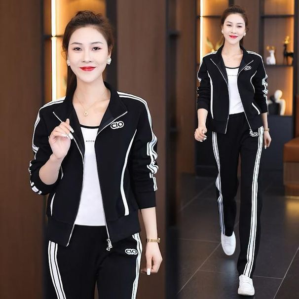 2026 Spring Autumn New Women's Casual Sports Suit Fashionable Age-Reducing Slimming Cardigan Sweatshirt And Sweatpants_ecoleips.com