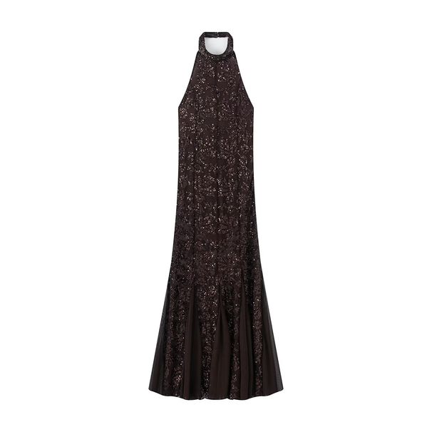 Elegant Long Fishtail Sequined Dress Sexy Banquet Party Women's Clothing_ecoleips.com