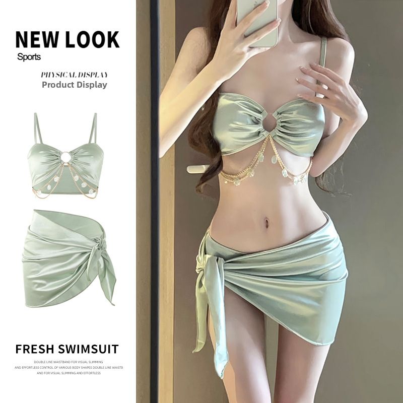 Women's Summer Three Piece Swimsuit Set Push Up Slimming High End Vacation Bikini New Style For Hot Springs_ecoleips.com