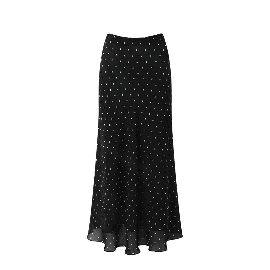 K Polka Dot Fishtail Skirt Women's Skirt New Mid To Long Style Retro Hong Kong Style Bag Hip High Waist Long Skirt_ecoleips.com