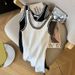 Women's Clothing Short Skirt Contrast Color Sleeveless Vest Suspender Knitted Skirt_ecoleips.com