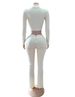 Women's Clothing Women's Slim Fit Two Piece Set Long Sleeved Pleated Zipper Crop Top And Long Legged Pants Solid Color European American Style_ecoleips.com