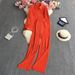 Embroidered Blouse & High-Waisted Wide Leg Pants Set – Casual Elegance For Autumn (Blush/Pink/White/Black/Red, One Size Fits Most)_ecoleips.com