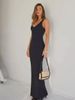 Business Daily Solid Black Ribbed Tank Dress, Slim Fit Split Hem Formal Commuter Dress_ecoleips.com