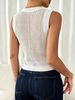 Women Hollow Out Mesh Knit Tank Top Lightweight Breathable Sleeveless Crew Neck Sheer Knit Vest_ecoleips.com