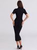 Mozision Turtleneck Short Sleeve Sexy Midi Dress Women Gown Fashion Elegant Black Mesh Zipper Bodycon Club Party Long Dresses_ecoleips.com