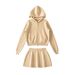 Women’s Hooded Cardigan & High-Waisted Skirt Set – Relaxed Fit Knit Sweater & A-Line Midi Skirt, Autumn Casual Outfit (Black, White, Khaki, Grey)_ecoleips.com