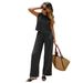 Women's Slimming Stripe Knit Tank And Pants Set Comfortable Summer Lounge Casual Outfit Breathable Two-Piece Coordinated Set_ecoleips.com