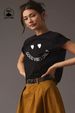 Women's Clothing Black Pure Cotton Women's Casual T-Shirt Heart Letter Print Round Neck Short Sleeve Fashionable Simple Top_ecoleips.com