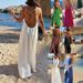 Women's Clothing Women's Summer New Solid Color Sling Loose Medium Length Beach Vacation Dress_ecoleips.com