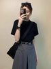 Summer Women's Retro Black Short-sleeved T-shirt Women's Pure Cotton Inner Fashion Bottoming Shirt Solid Color T-shirt Top_ecoleips.com
