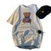 Women's Summer T-Shirt round Neck Base Layer Short Sleeve Bear Style Trendy Loose Top for Students Half Sleeve INS Trendy_ecoleips.com