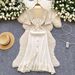 YuooMuoo Brand Fashion Vintage Knitted Long Dress Spring Summer Women Elegant V-neck Ruffled Bodycon Sweater Dress Party Vestido_ecoleips.com