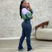 Women's Fashion Long Sleeved Loose Top With Slim Pencil Pants Splicing Color Casual Wear Two Piece Set_ecoleips.com