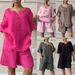 Women's Clothing Summer New Women's 2 piece Set Large Size Cotton and Linen Shirt Set High Waist Loose Shorts_ecoleips.com
