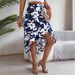 Elegant Floral Ruffle Midi Skirt for Women Asymmetrical Design Spring Summer Independent Clothing Website_ecoleips.com