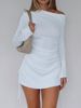 Women's Clothing Women's Elegant Long Sleeve Bodycon Skirt With Drawstring Style Autumn Clothing For Ladies_ecoleips.com