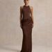 Elegant Women's Sleeveless Banquet Dress American Style Slim Fit Satin Splicing Fashion New_ecoleips.com