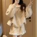 2025 Fall/Winter New Lazy Style Outfit: Knitted Sweater And Lace Skirt Two-Piece Set For Petite Women_ecoleips.com
