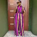 Women's Clothing Striped Short Sleeved Print Casual Loose Suit_ecoleips.com