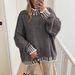 Color-Block Knit Sweater Women's Oversized Pullover Casual Long Sleeve Round Neck Fashion Top_ecoleips.com