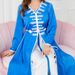 Muslim Dress Women Embroidered Long Robe Dress Two-Piece Set For Women, Traditional Middle Eastern Abaya With Belt, Blue Polyester Flowy Maxi Dress_ecoleips.com