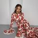 Modest Abaya Dress/Muslim Dress Women French Floral Print Wrap Dress With Adjustable Belt - Elegant A-Line Long Sleeve Maxi Dress For Women_ecoleips.com