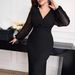 Elegant Plus Size Lace Panel Twist Knot Bodycon Dress For Evening Parties & Special Occasions_ecoleips.com