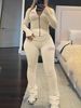 European And American Autumn And Winter New Solid Color Women's Round Neck Long Sleeve Pants Suit_ecoleips.com