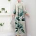 Modest Long Sleeve Maxi Dress – Flowy Polyester Muslim Prayer Dress With Ethnic Print (S-5XL, Loose Fit, Cultural Elegance)_ecoleips.com