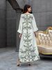 Elegant Muslim Women's Kaftan Dress, High-Density Rhinestone Embellished Print Long Robe, Cross-Border Fashionable Evening Gown_ecoleips.com