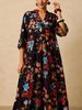 New Elegant Plus Size Women's Ethnic Print Long Dress V-Neck Casual Vacation Commute Dress_ecoleips.com