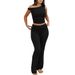 Women's Off Shoulder Short Sleeve T-Shirt And High Waist Yoga Set Casual Comfort Stretchy Lounge Wear_ecoleips.com