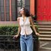 European And American Style Women's Clothing 2025 Autumn New Fashion Street Sexy Cropped Slim-fit Tie-up Sleeveless Tank_ecoleips.com