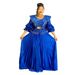 Elegant Sequin-Embellished A-Line Dress – High Waist Formal Gown With Floral Sleeves & U-Neck (Blue/White/Black/Rose Pink, Plus Size Available)_ecoleips.com