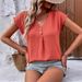 Women's Clothing Solid Color Twist Button Fashion Short Sleeve T-Shirt_ecoleips.com
