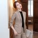 Women's Plaid Suit Set British Style Casual Blazer And Pants Two-Piece Office And Daily Wear Outfit_ecoleips.com