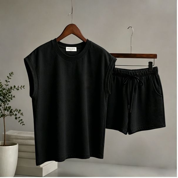 Sleeveless Tank Top Set, Printed Or Plain Vest, Casual Loungewear For Summer, Comfortable Stretch Fabric_ecoleips.com