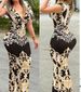 Women's Clothing Summer Sexy Fashion Women's V Neck Sleeveless Long Dress Printed Hip Wrapped For Formal & Casual For Women_ecoleips.com