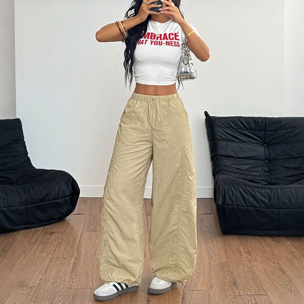 DiYun Cross-Border European And American Casual Simple Strap Straight-Leg Trousers For Women 2025 Summer_ecoleips.com