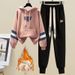 Women's Clothing Fashion Suit Plus Velvet And Thickened Autumn And Winter Stylish Hooded Sweatshirt Casual Sweatpants Warm Two Piece Suit_ecoleips.com
