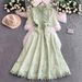 Women’s Clothing High End Stand Up Collar Short Sleeved Dress For Women New Style Celebrity Lace Hollow Waist Slim Long Skirt_ecoleips.com