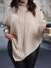 Textured Cable-Knit Sweater – Oversized Batwing Sleeve Pullover With Button Accents (S-XL, Minimalist Neutrals, Avant-Garde Streetwear Staple)_ecoleips.com
