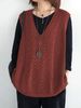 Plus Size Hollow Knit Vest, Loose V-Neck Sleeveless Top, Casual Layering Waistcoat_ecoleips.com