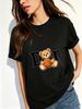 Women Crew Neck Short Sleeve T Shirt Basketball Bear Letter Graphic Tee Sporty Retro Hip Hop Loose Casual Streetwear Summer Tops_ecoleips.com