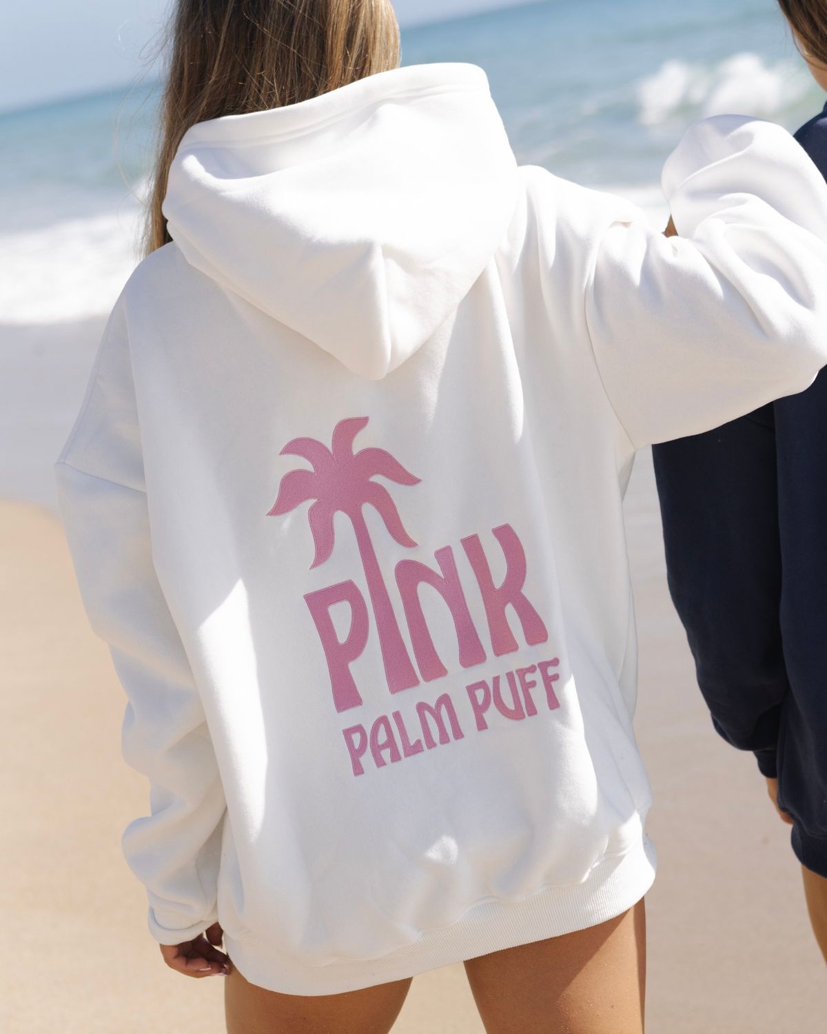 Women Palm Tree Print Hoodie Brushed Fleece_ecoleips.com