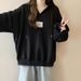 European American Style Real-shot Hooded V-neck Sweatshirt For Women, Spring And Autumn, Korean Version, Thin, Loose,_ecoleips.com