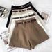 Women's High Waist A-Line Wide Leg Shorts Vintage Hong Kong Style Casual Spring Retro Trouser Shorts for Flattering Fit_ecoleips.com