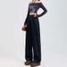 Autumn And Winter Wom's Dark Blue Loose-fitting Patchwork Straight-leg Fashion Versatile Curved-cut Long Jeans For_ecoleips.com